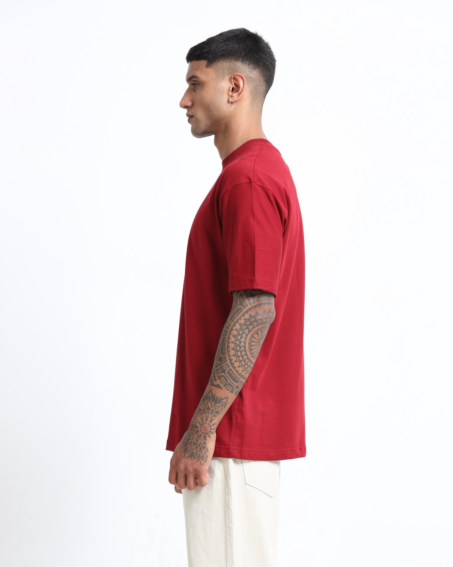 THE GROOVE Maroon Basic Tee - Oversized Fit