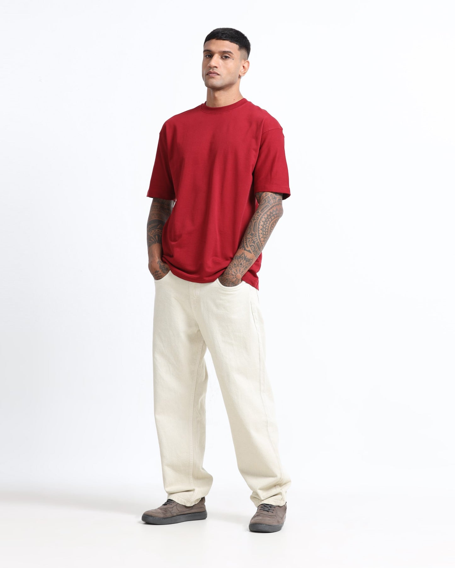 THE GROOVE Maroon Basic Tee - Oversized Fit