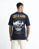 LIFE IS GOOD Relaxed Fit Cotton Printed T-Shirt Navy Blue