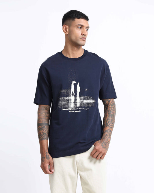 DISCOVERING NAVY BLUE TEE - Oversized fit