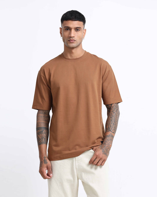 THE GROOVE Brown Basic Tee - Oversized Fit
