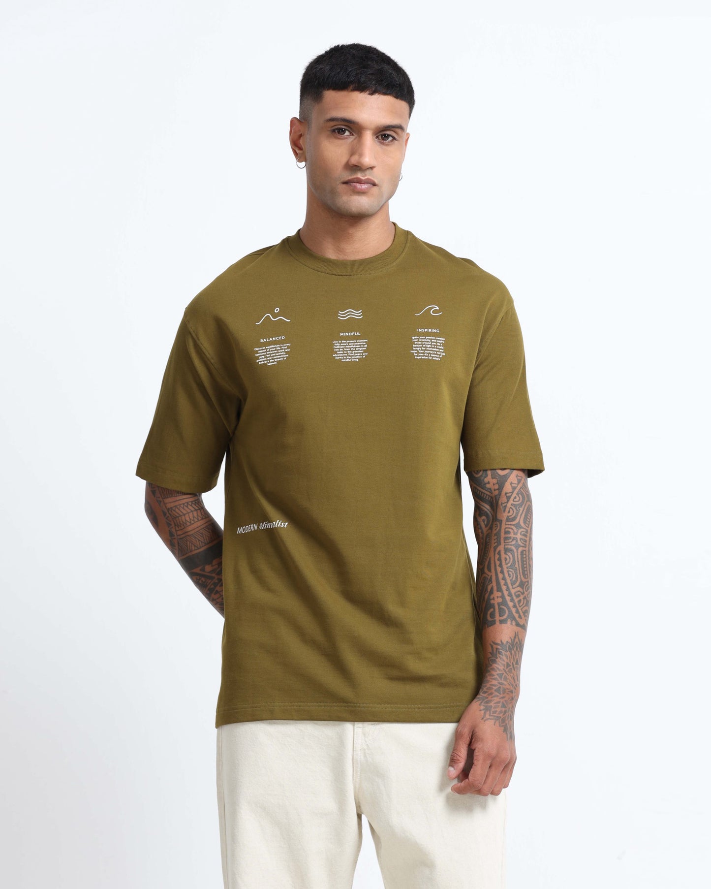 BALANCE OF THOUGHT MOSS GREEN TEE - Oversized fit