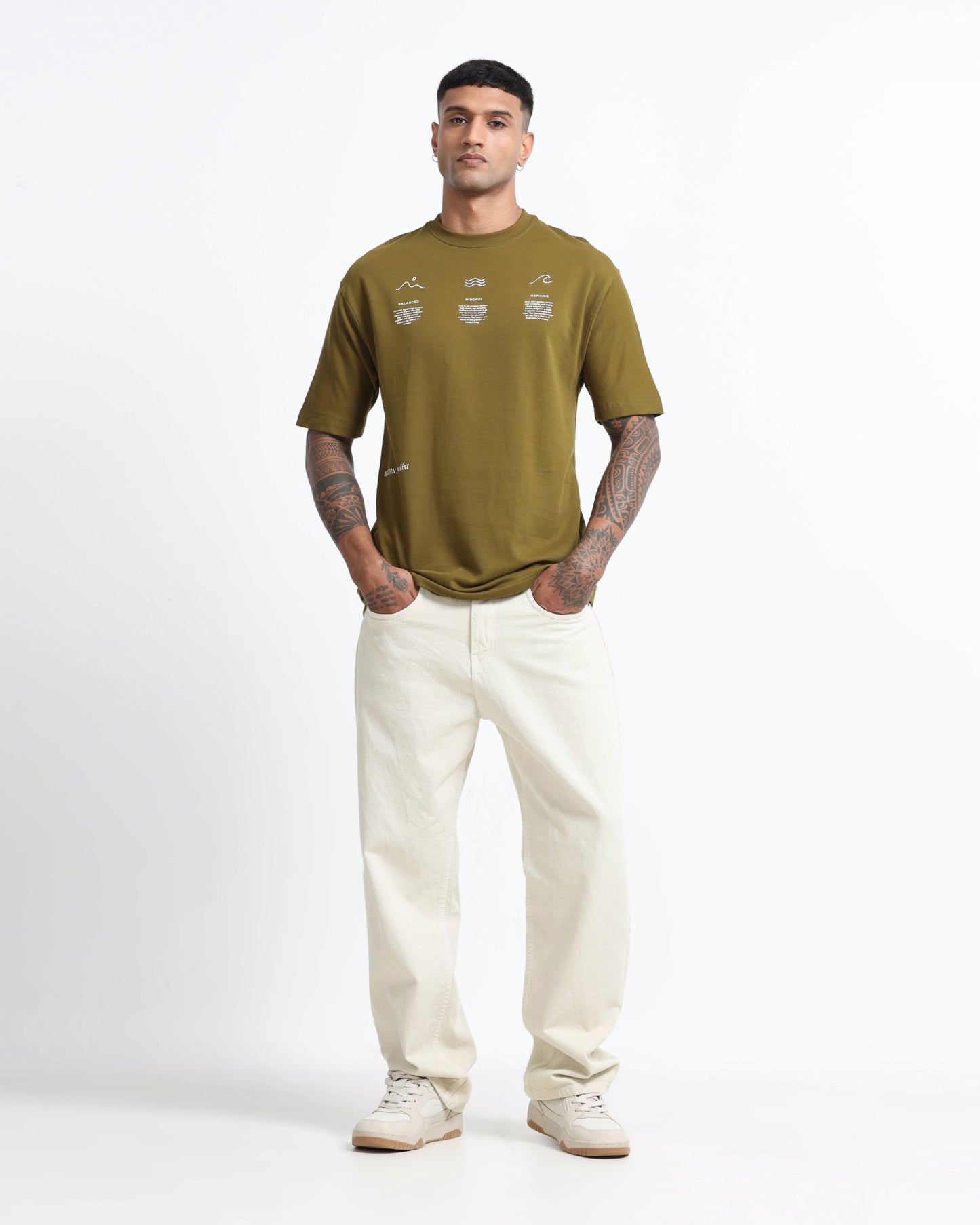 BALANCE OF THOUGHT MOSS GREEN TEE - Oversized fit