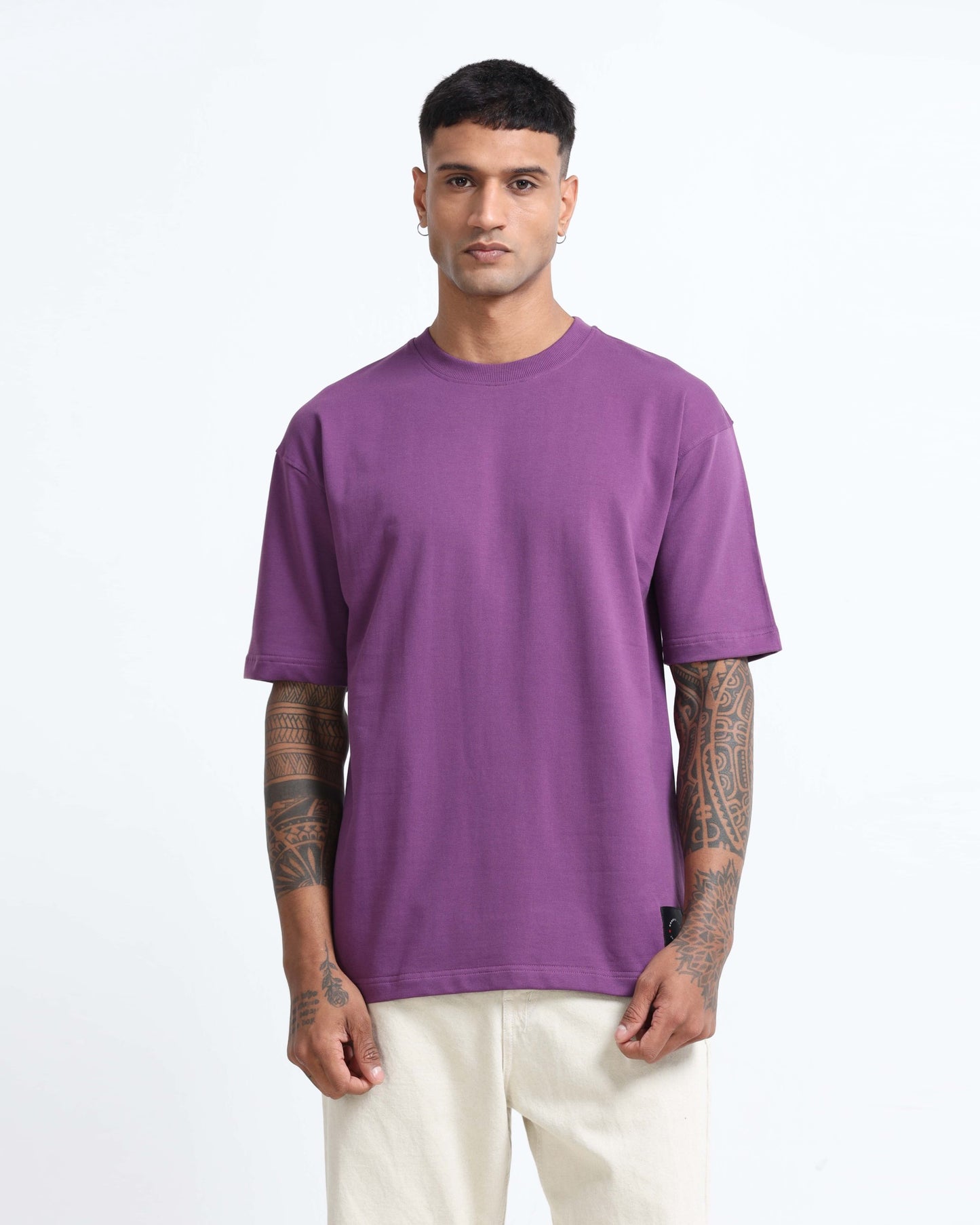 THE GROOVE Purple Basic Tee - Oversized Fit