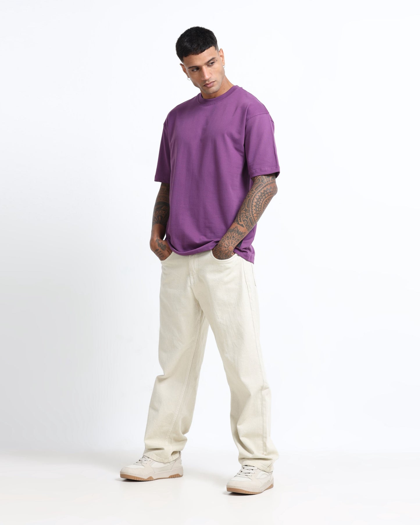 THE GROOVE Purple Basic Tee - Oversized Fit