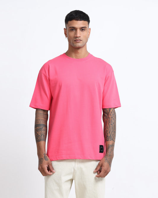 THE GROOVE Pink Basic Tee - Oversized Fit