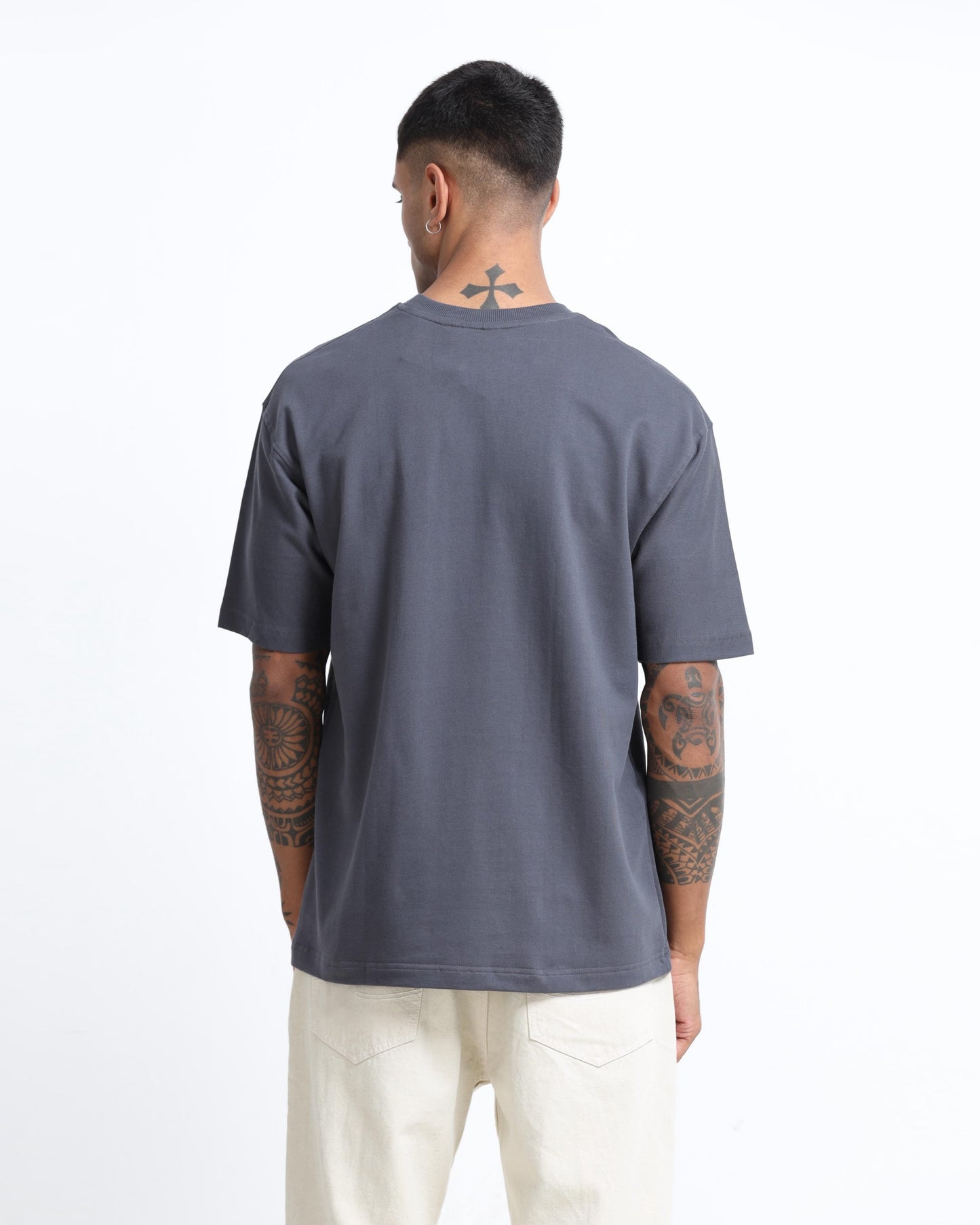 THE GROOVE Grey Basic Tee - Oversized Fit