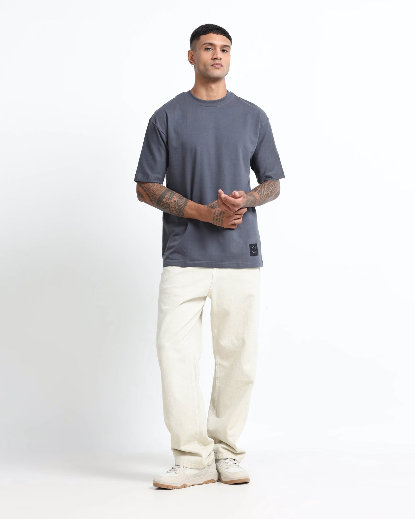 THE GROOVE Grey Basic Tee - Oversized Fit