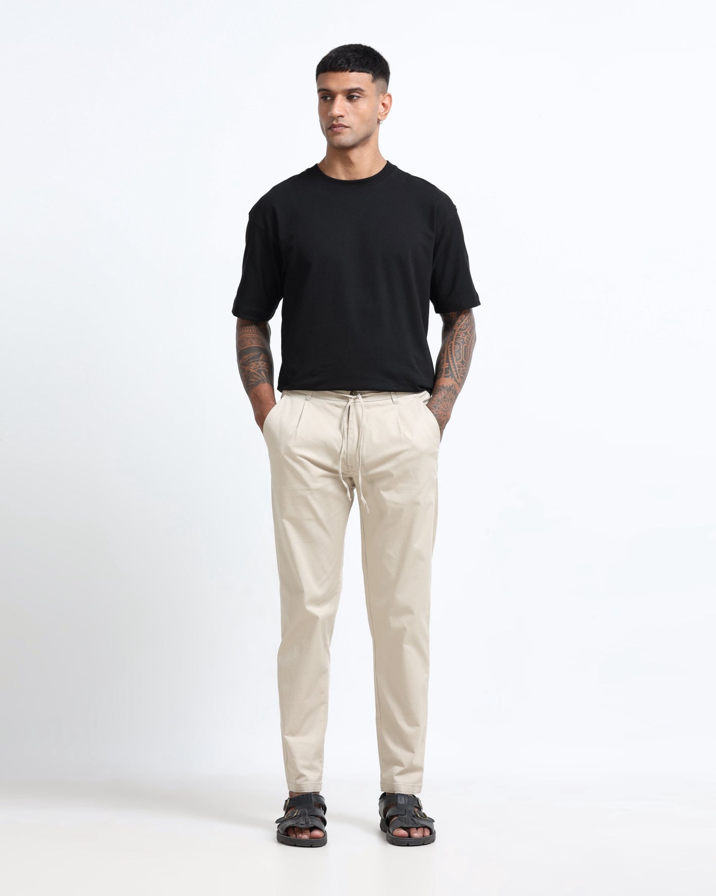 Airy Twill Trousers - Beige