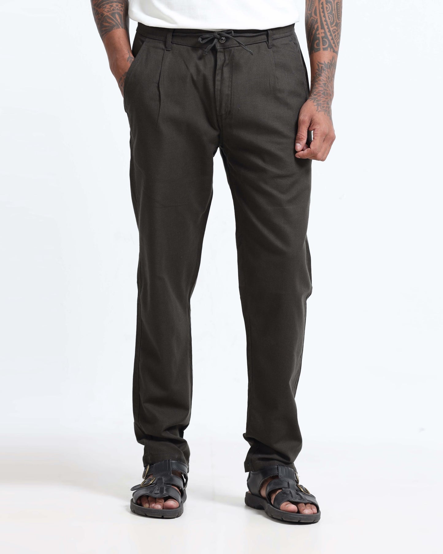 Breezy Linen Trousers - Olive