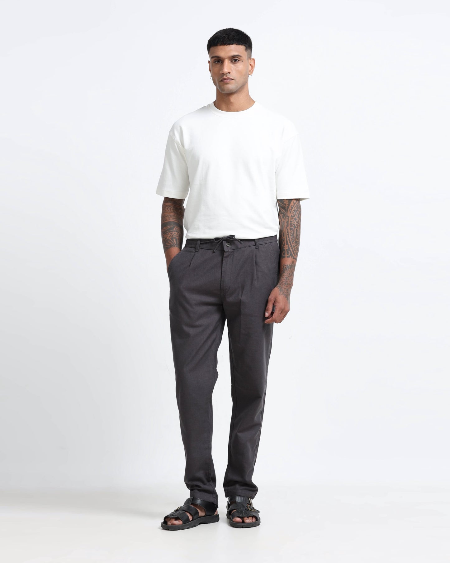 Breezy Linen Trousers - Grey