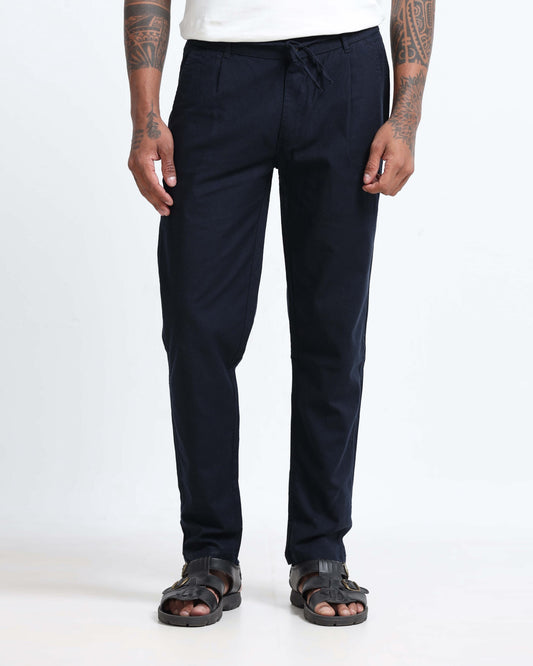 Breezy Linen Trousers - Navy blue