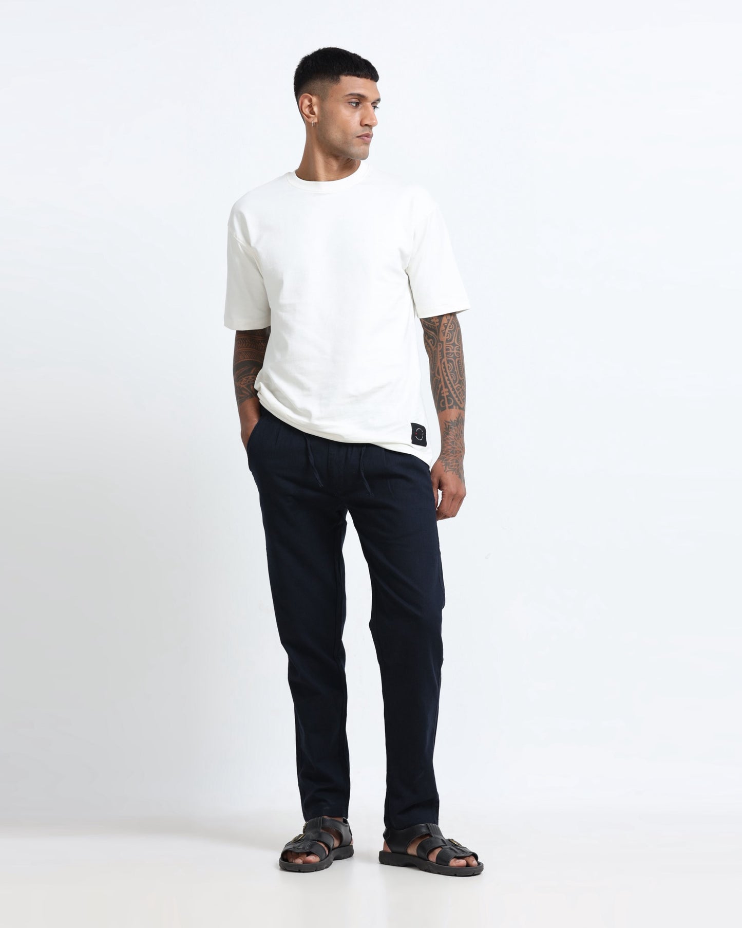 Breezy Linen Trousers - Navy blue