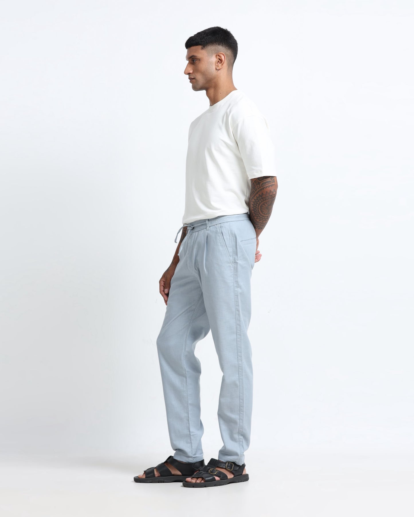 Breezy Linen Trousers - Light Blue