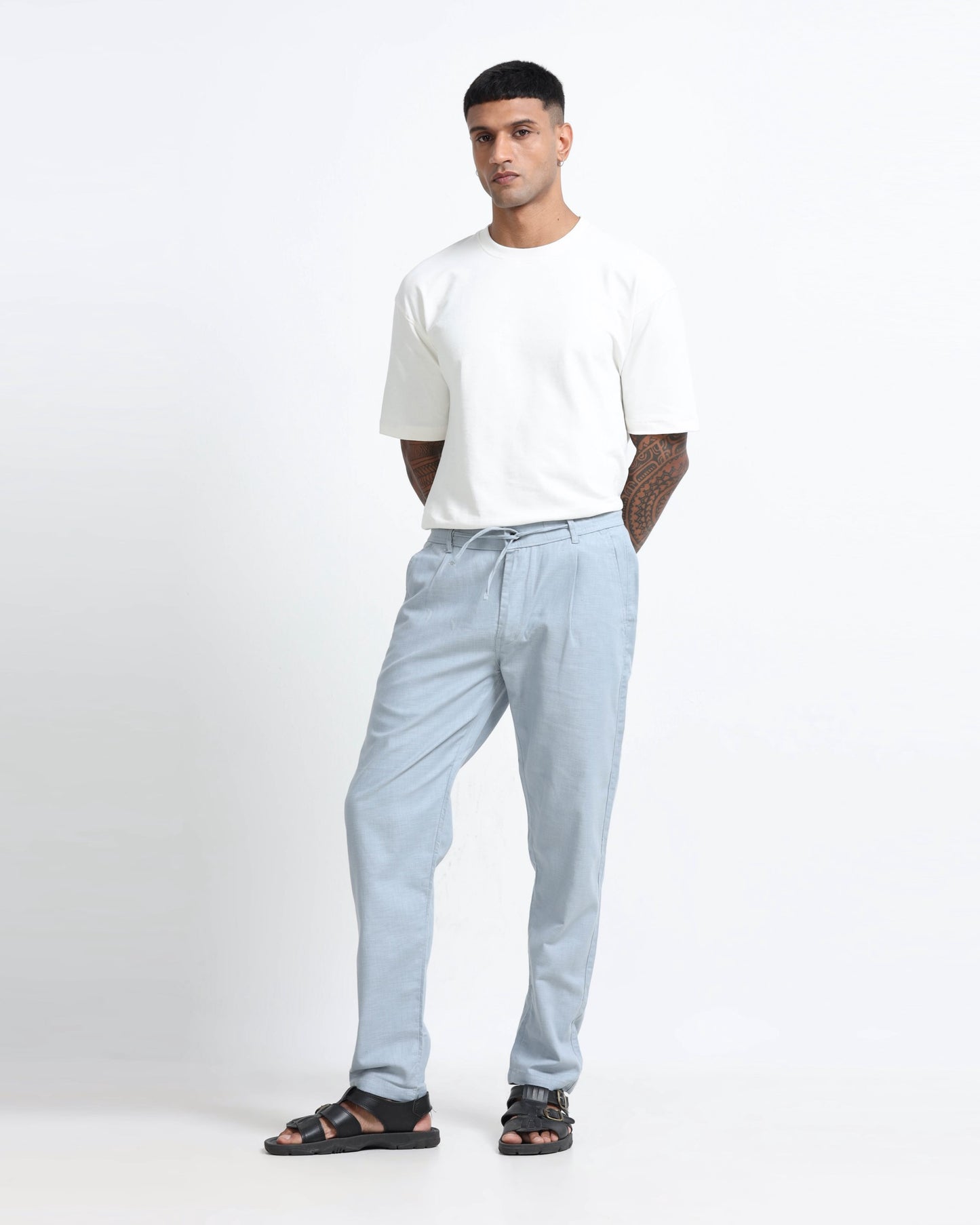Breezy Linen Trousers - Light Blue