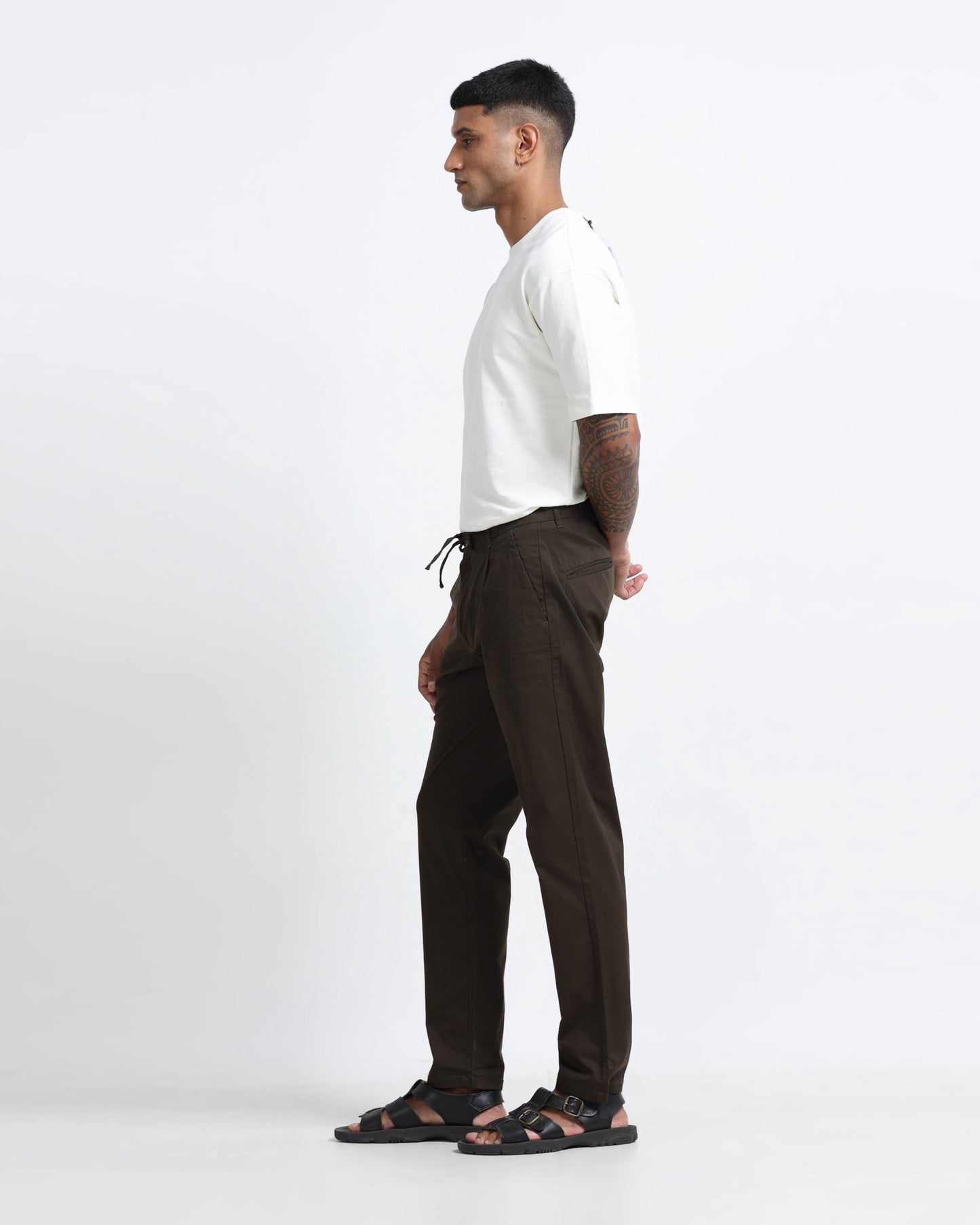 Airy Twill Trousers - Brown
