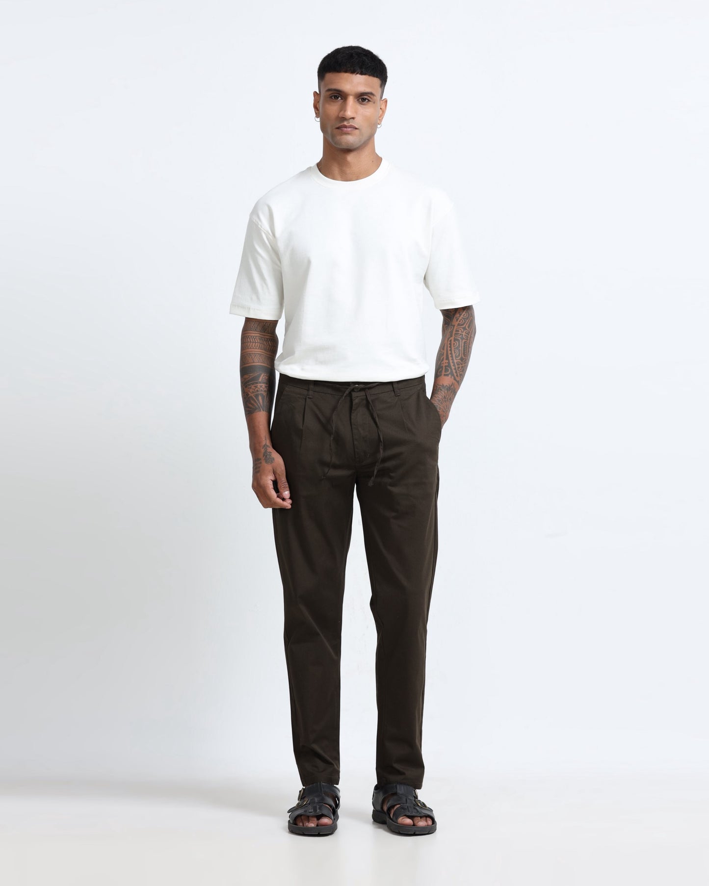 Airy Twill Trousers - Brown