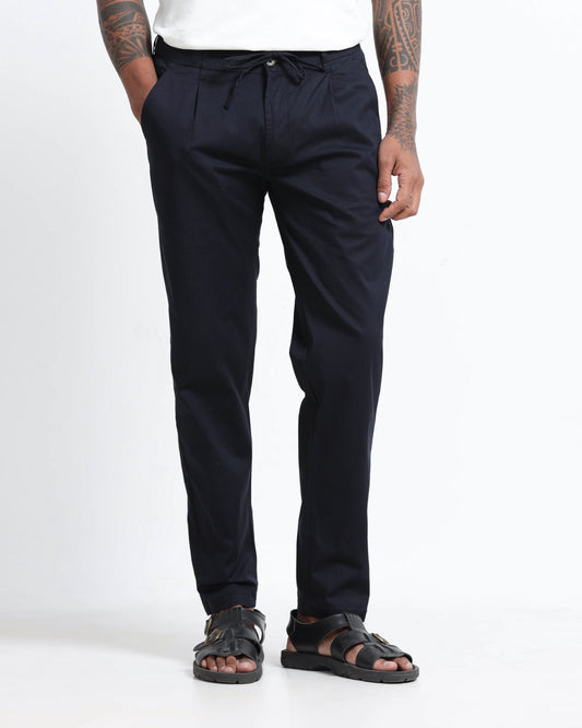 Airy Twill Trousers - Navy Blue