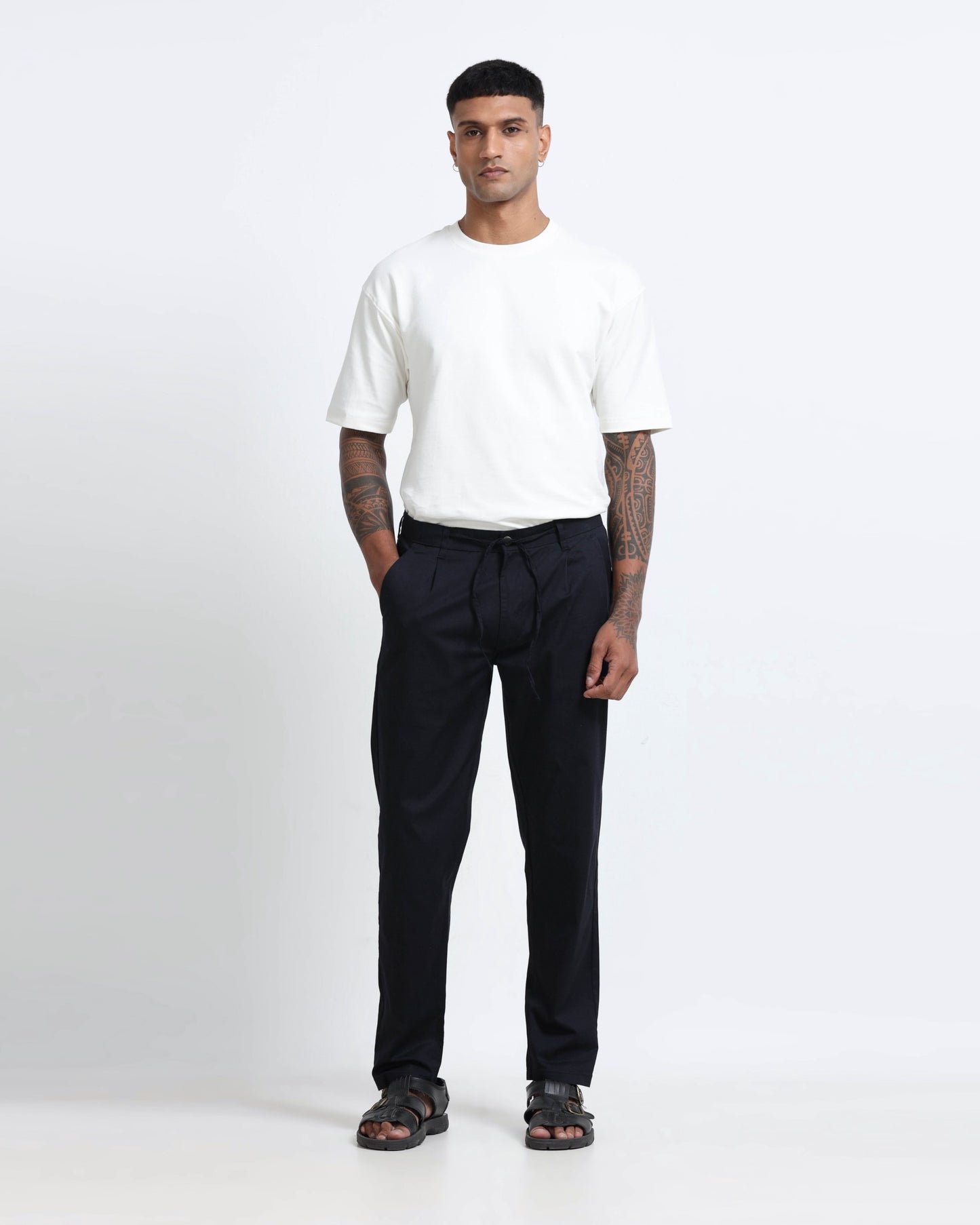 Airy Twill Trousers - Navy Blue