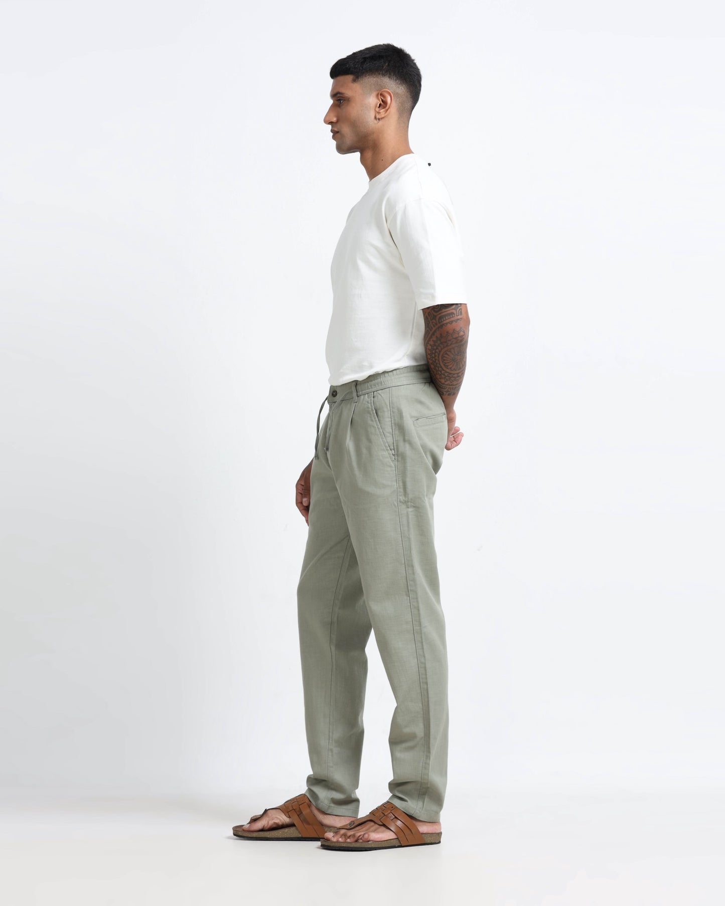 Breezy Linen Trousers - Sage Green