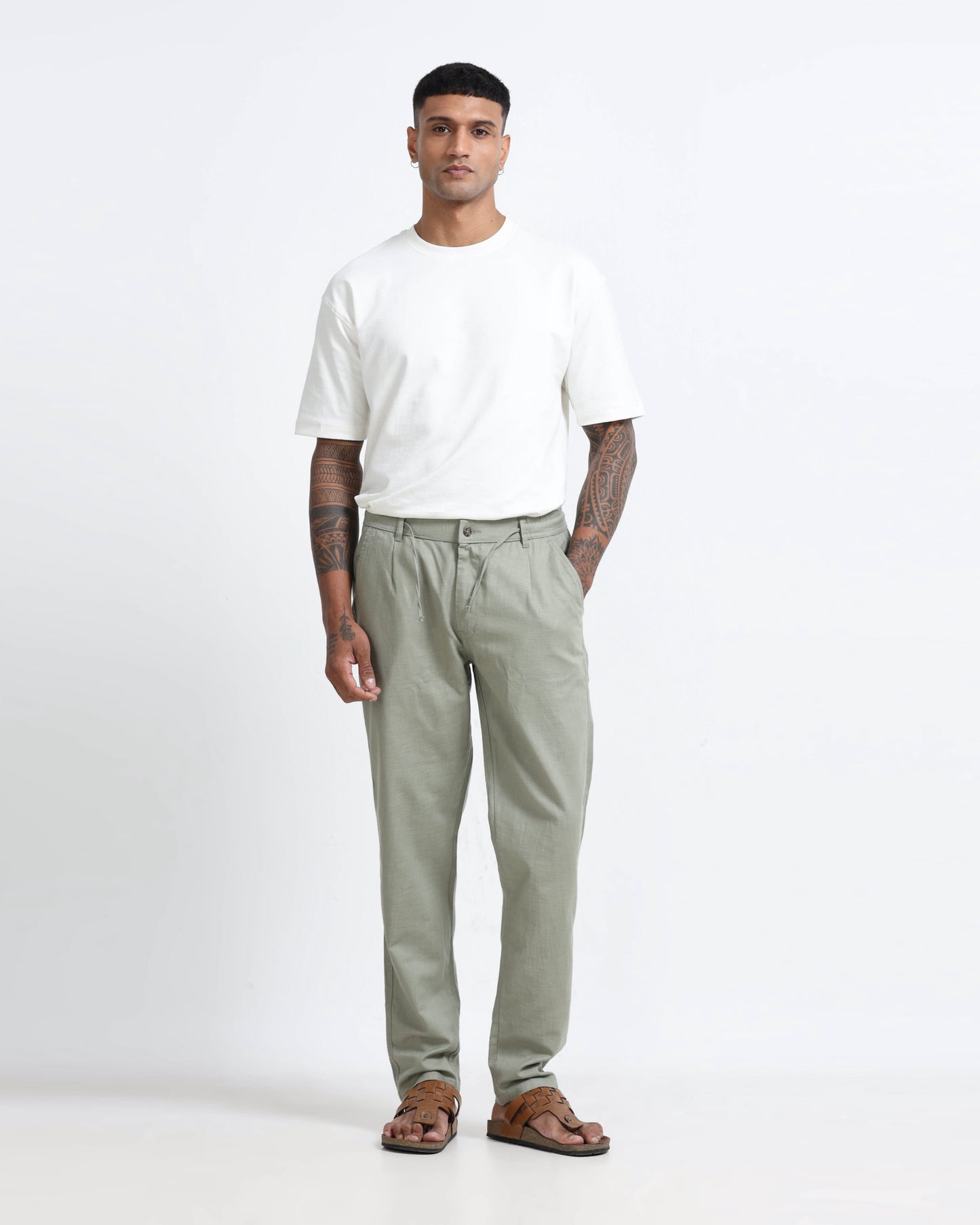 Breezy Linen Trousers - Sage Green