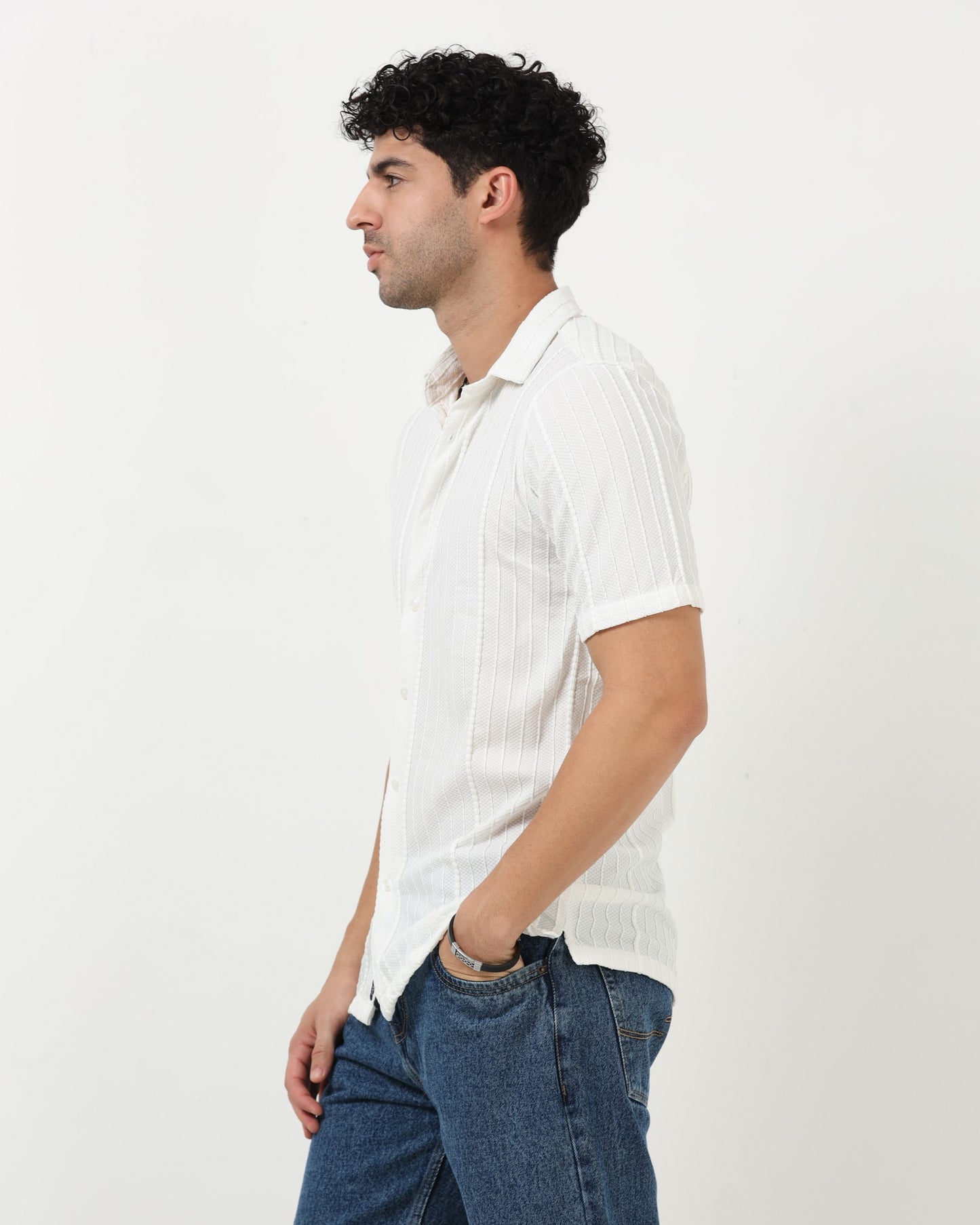 VERTIX White Textured Knit Shirt