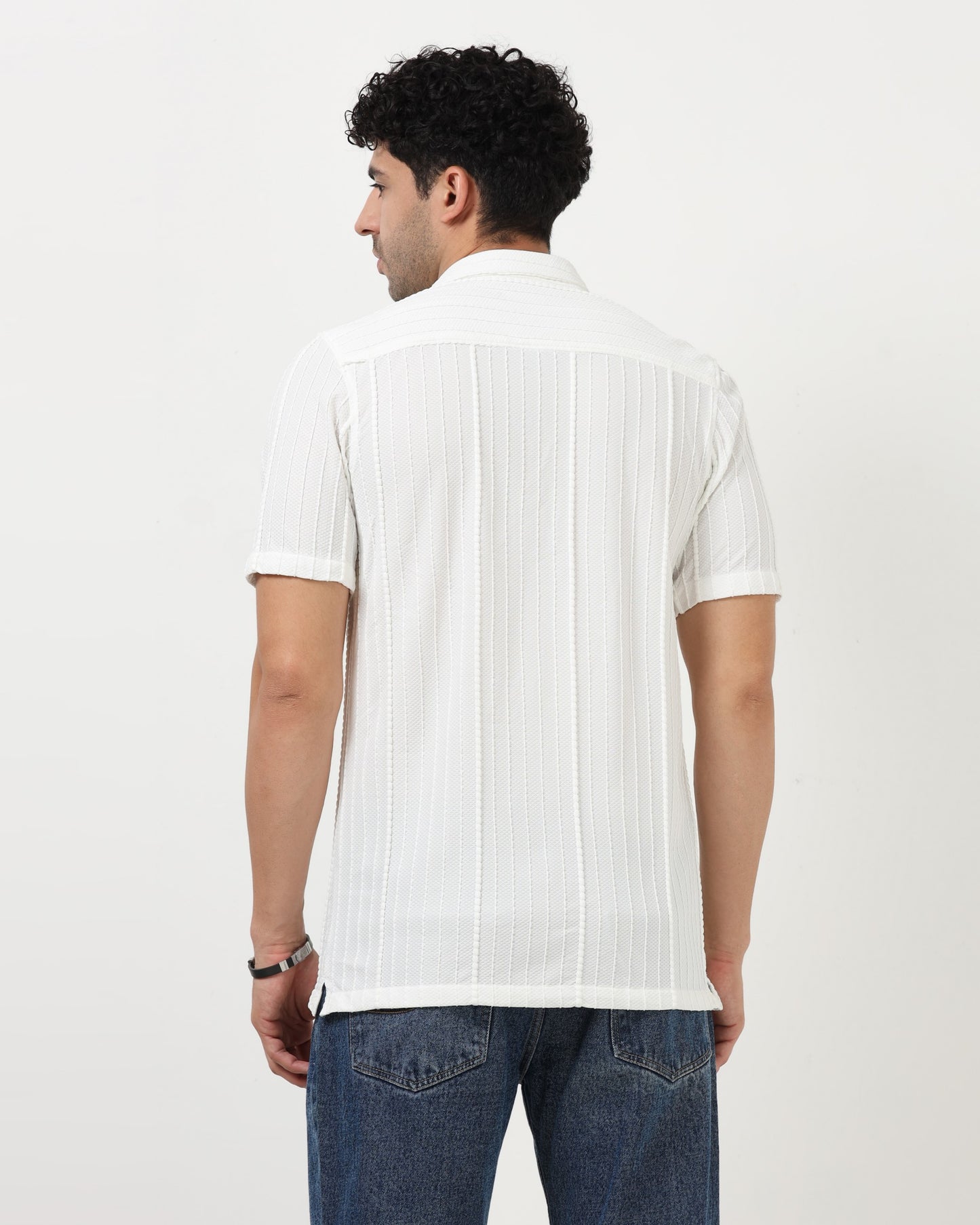 VERTIX White Textured Knit Shirt