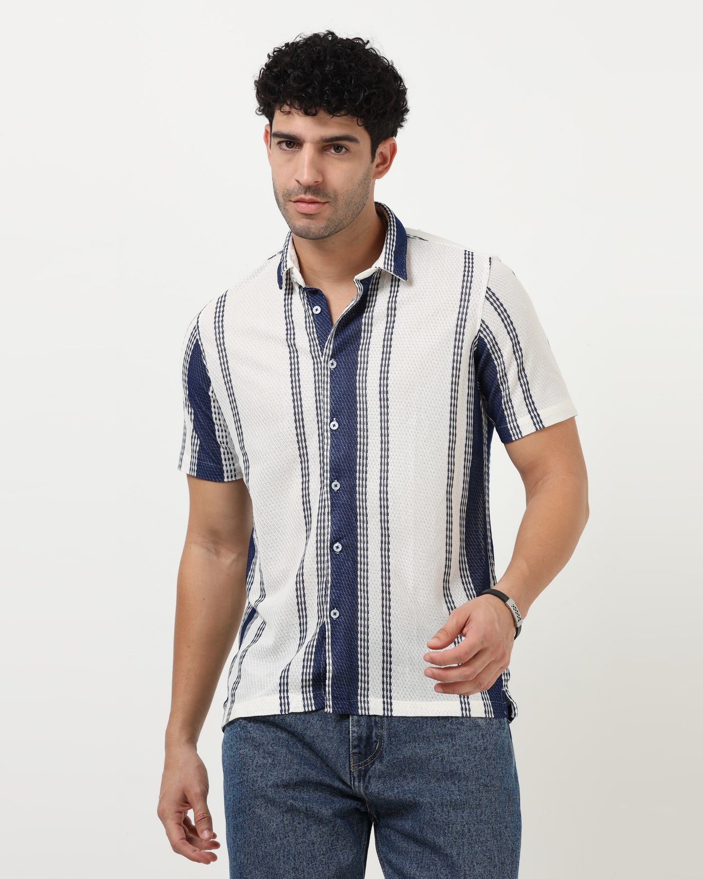 VOLT Blue Textured Knit Shirt