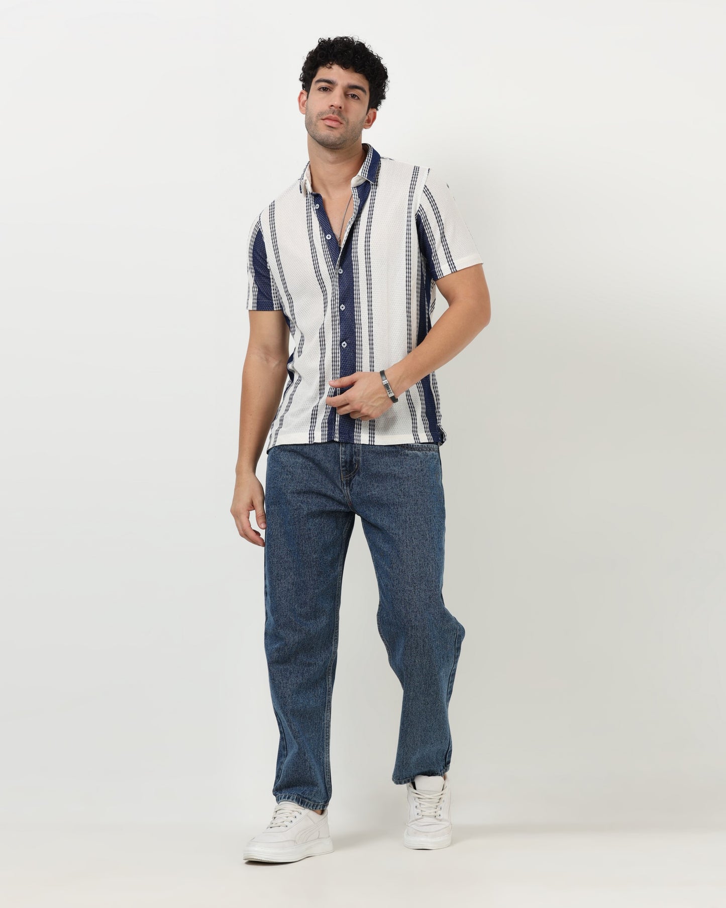 VOLT Blue Textured Knit Shirt