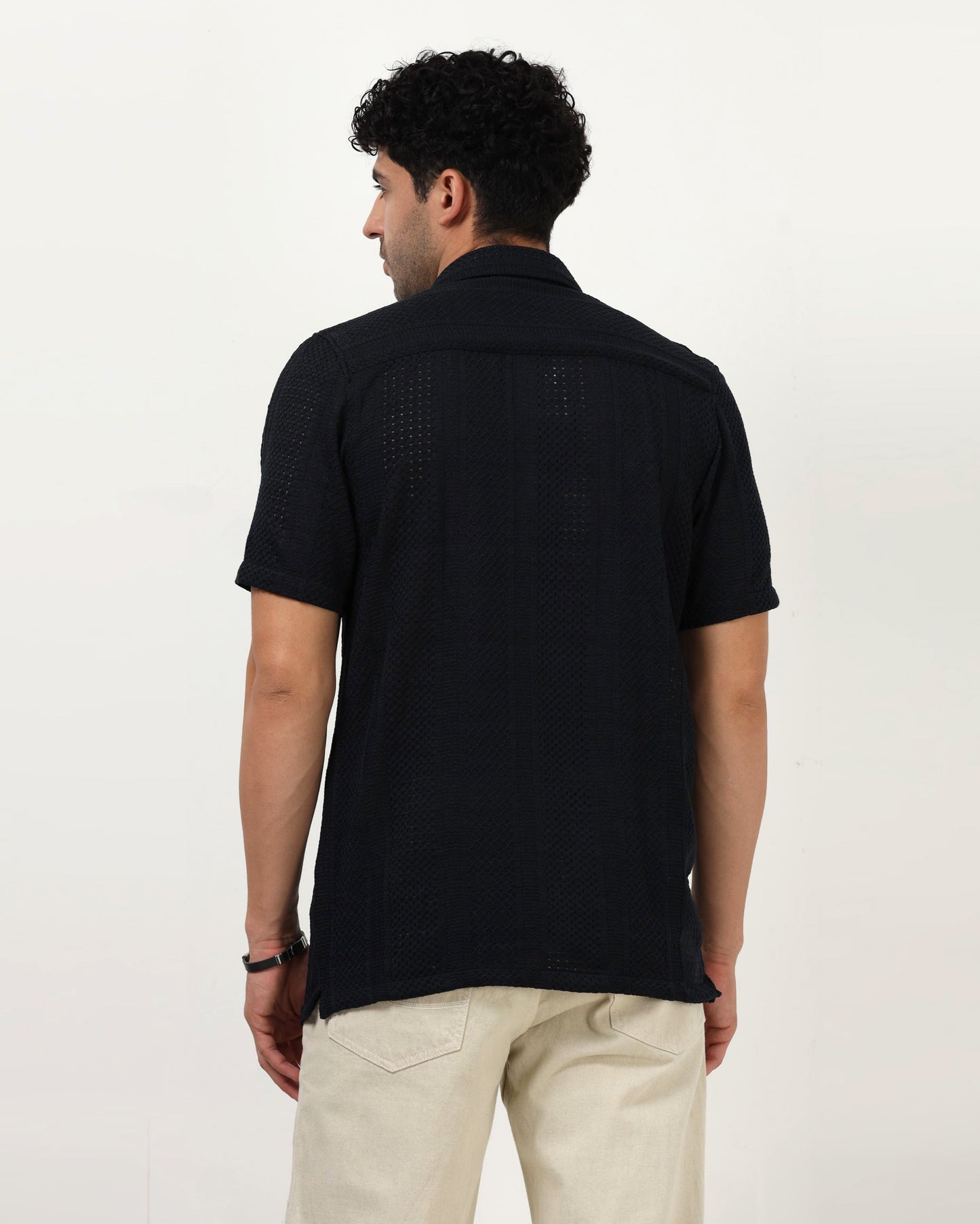 AETHER Navy Blue Mesh Knit shirt