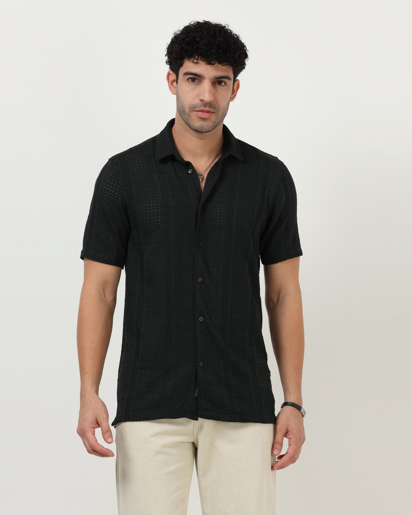 AETHER Dark Green Mesh Knit shirt