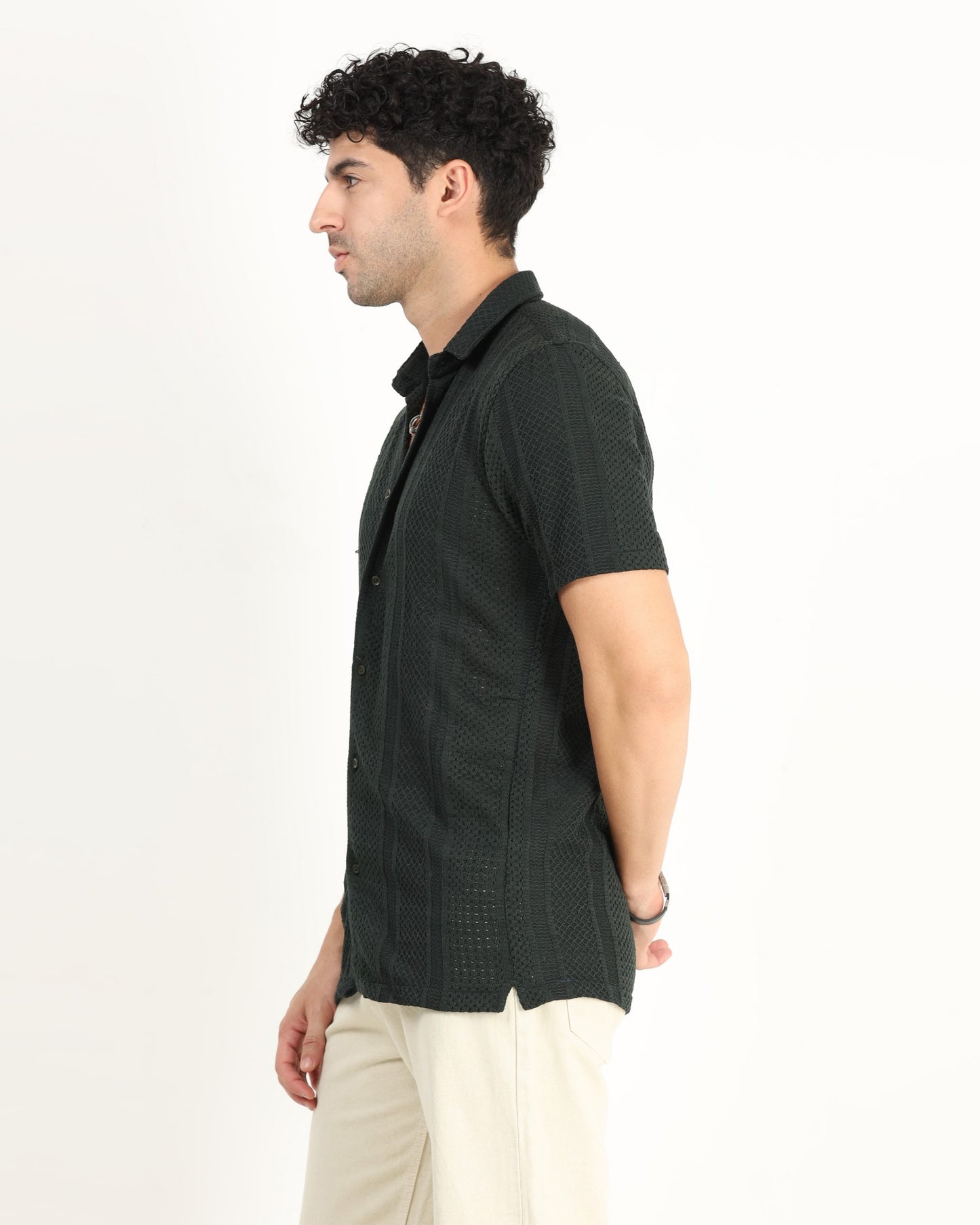 AETHER Dark Green Mesh Knit shirt