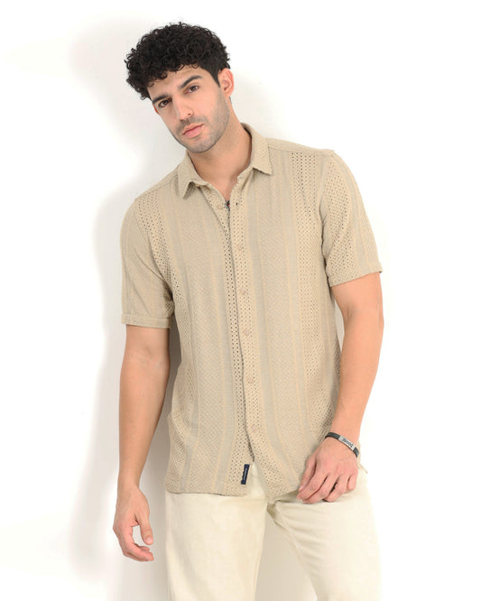AETHER Beige Mesh Knit shirt