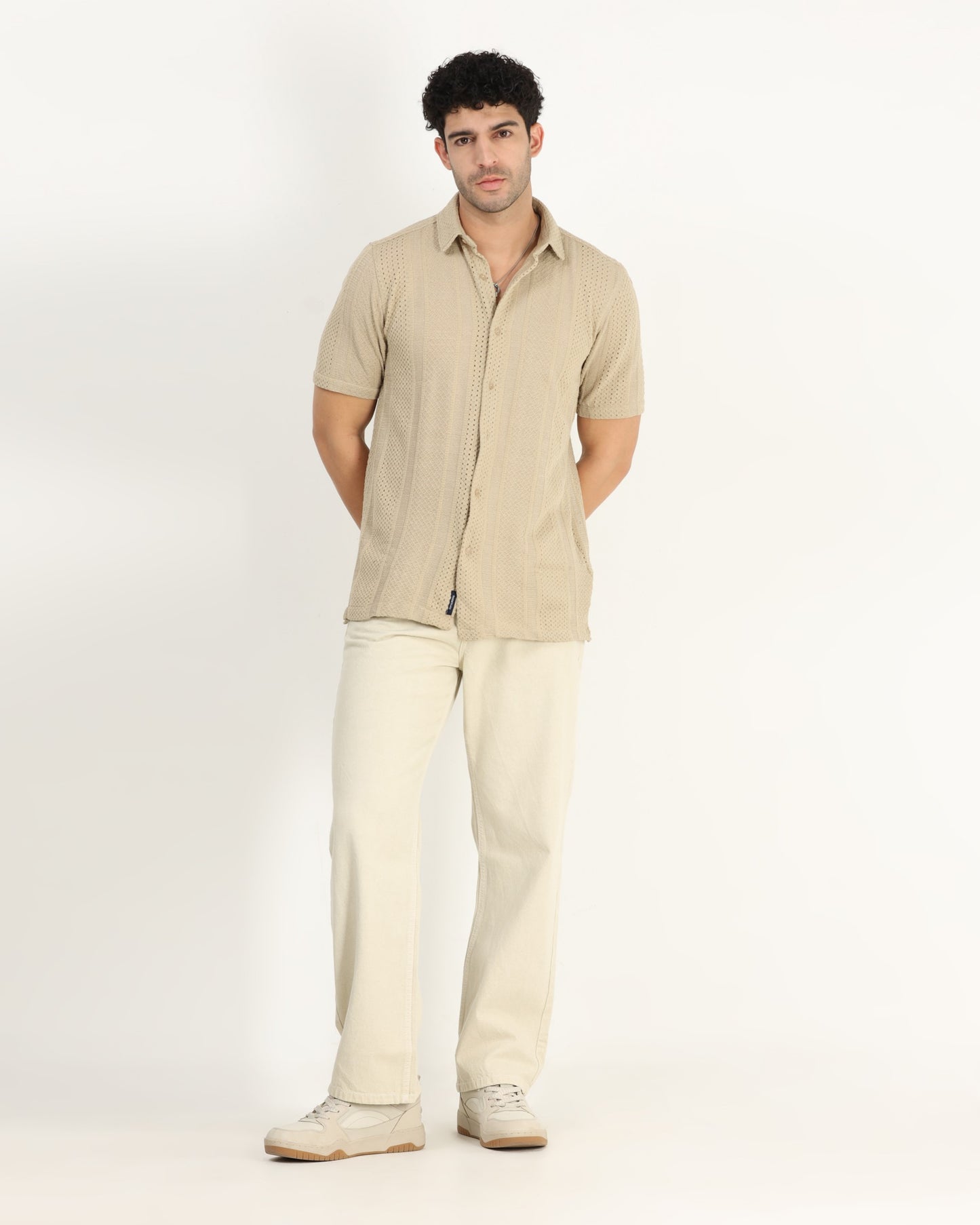 AETHER Beige Mesh Knit shirt
