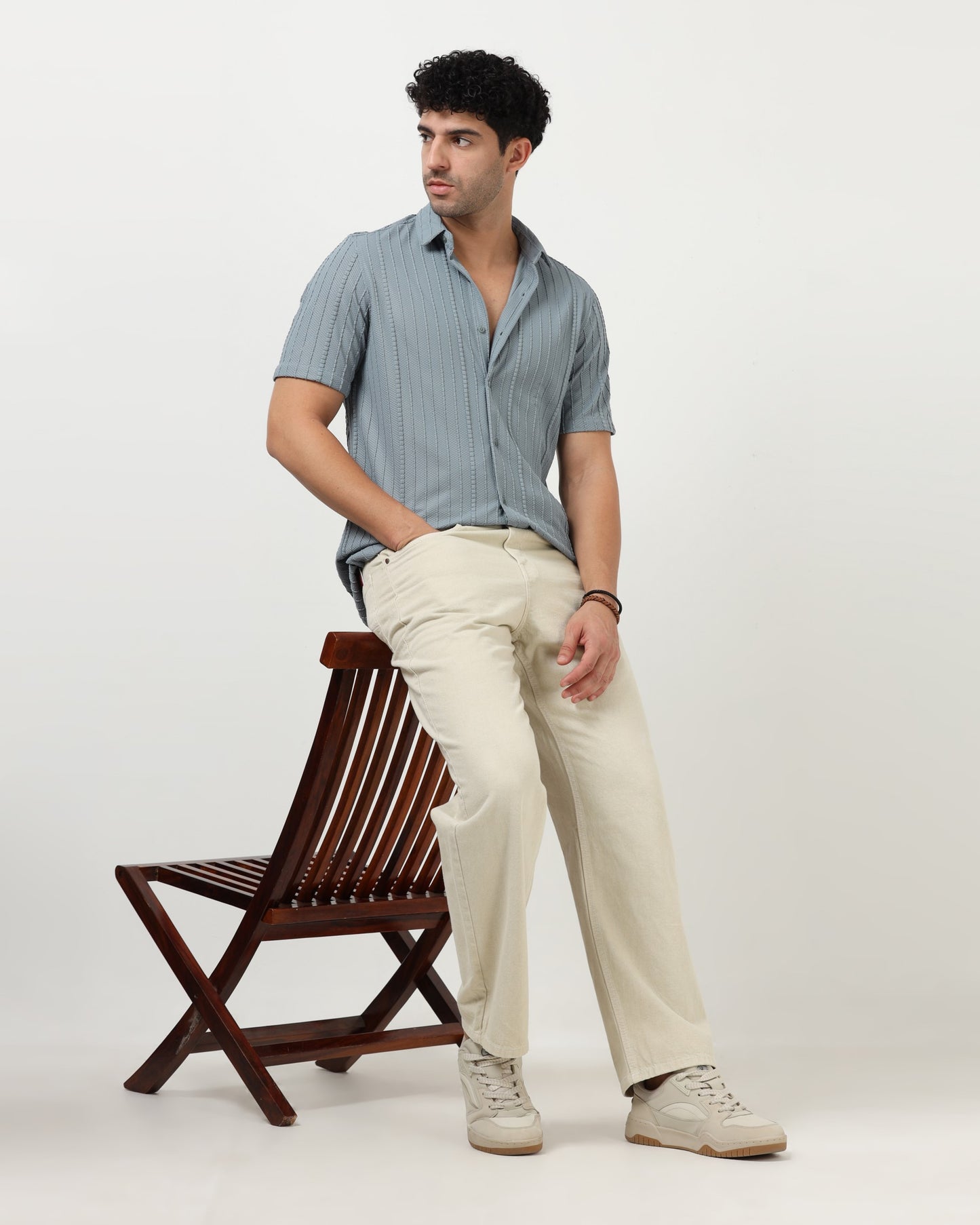 VERTIX Blue Textured Knit Shirt
