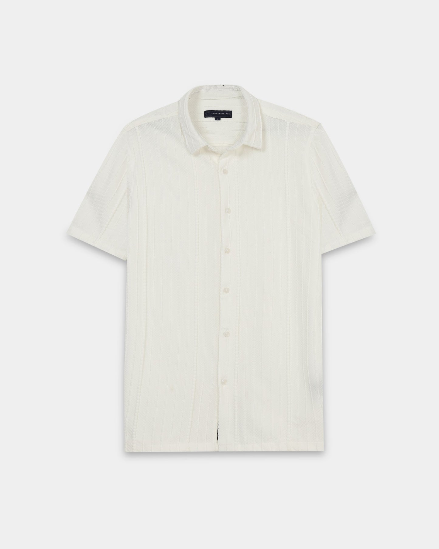 VERTIX White Textured Knit Shirt