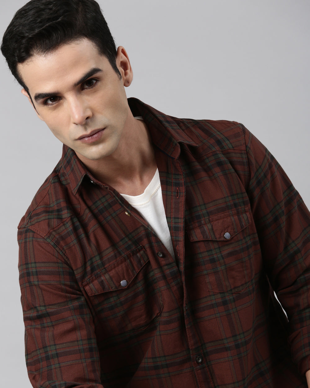 Swing Maroon Plaid Shirt for men 