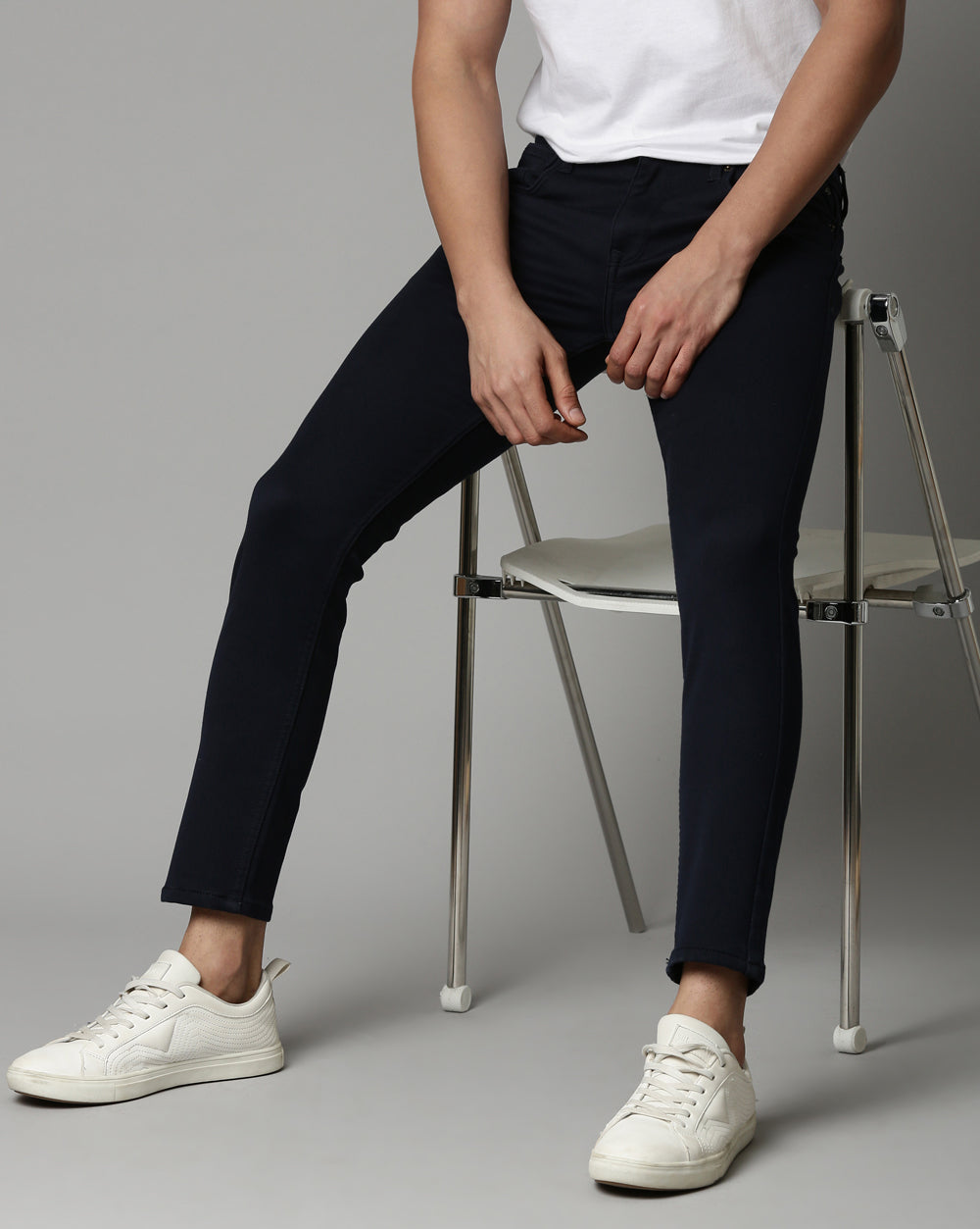 Navy Denim Ankle Fit Jeans For Men 