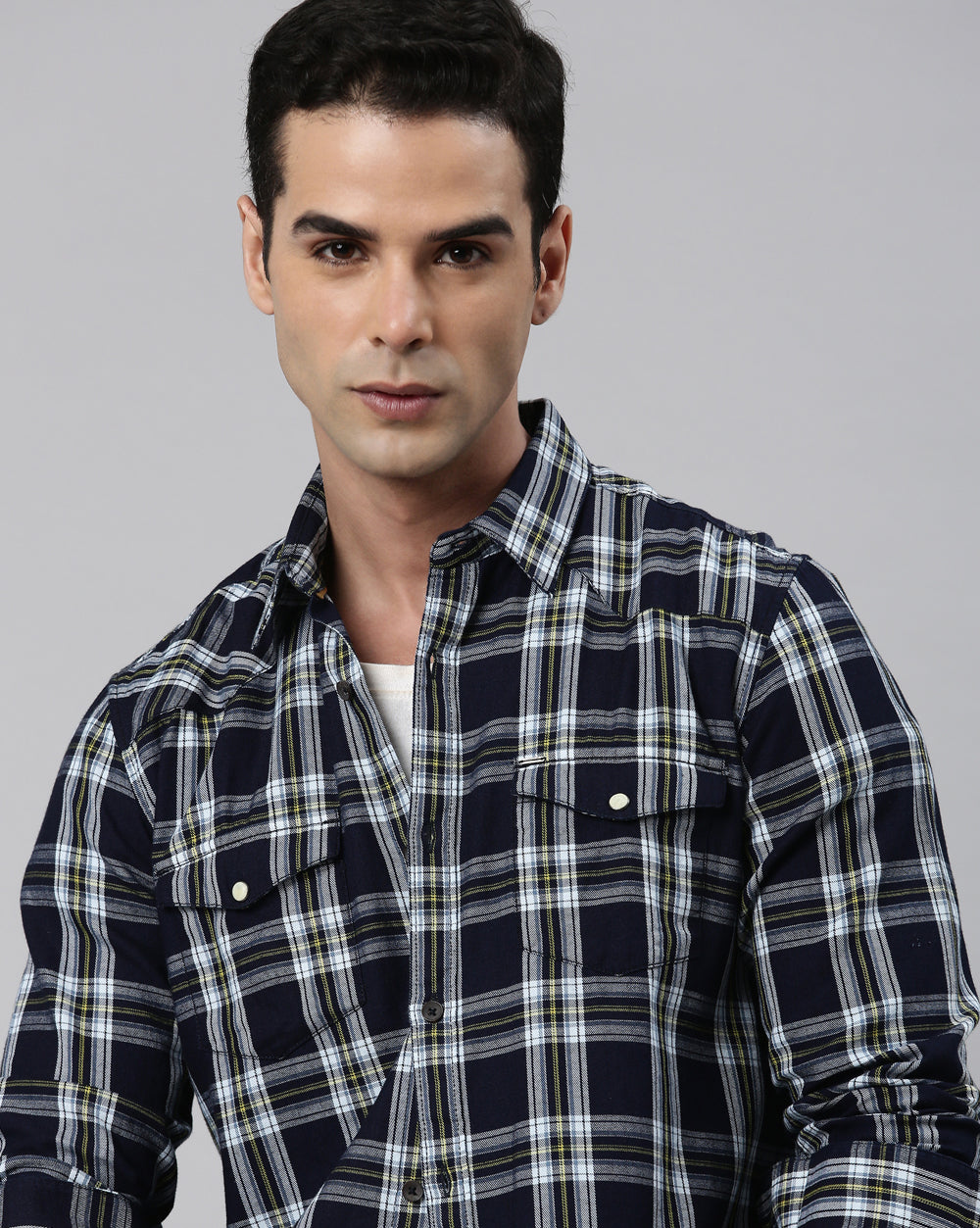 Swing True Blue Checkered Shirt for Men 