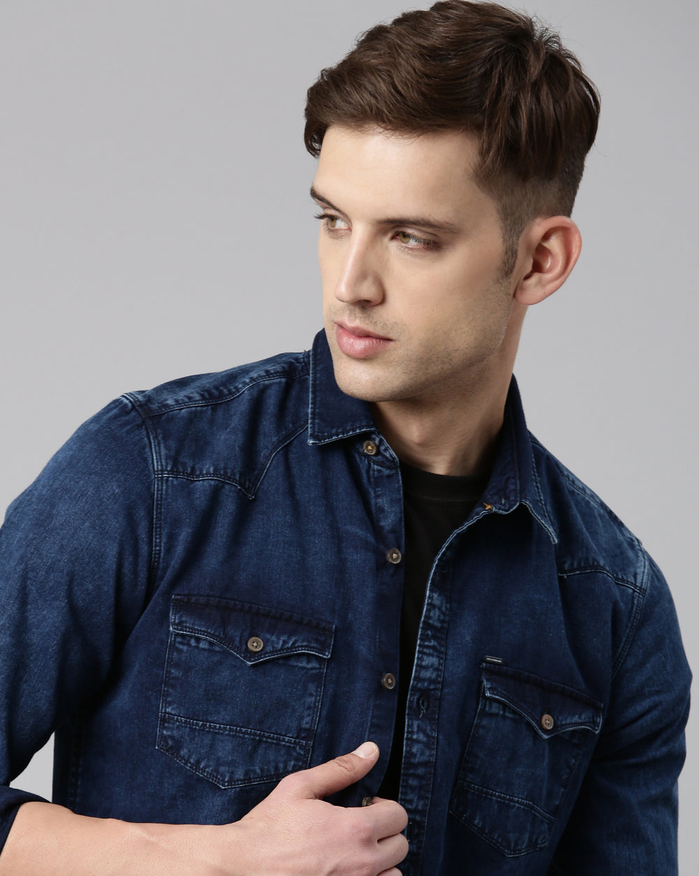 Indigo Double Pocket Denim Shirt for Men