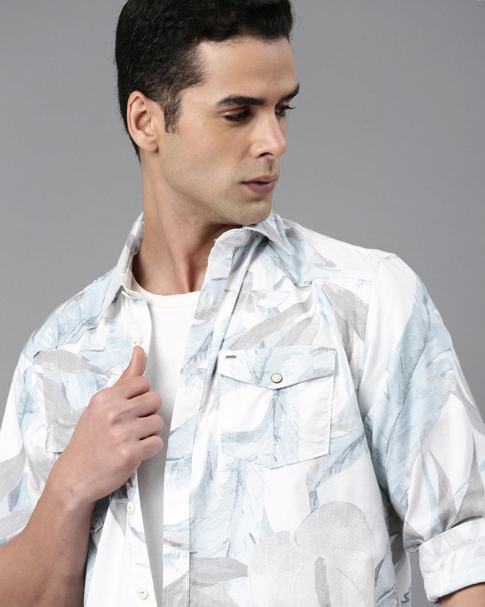 Blue Printed Shirt for Men