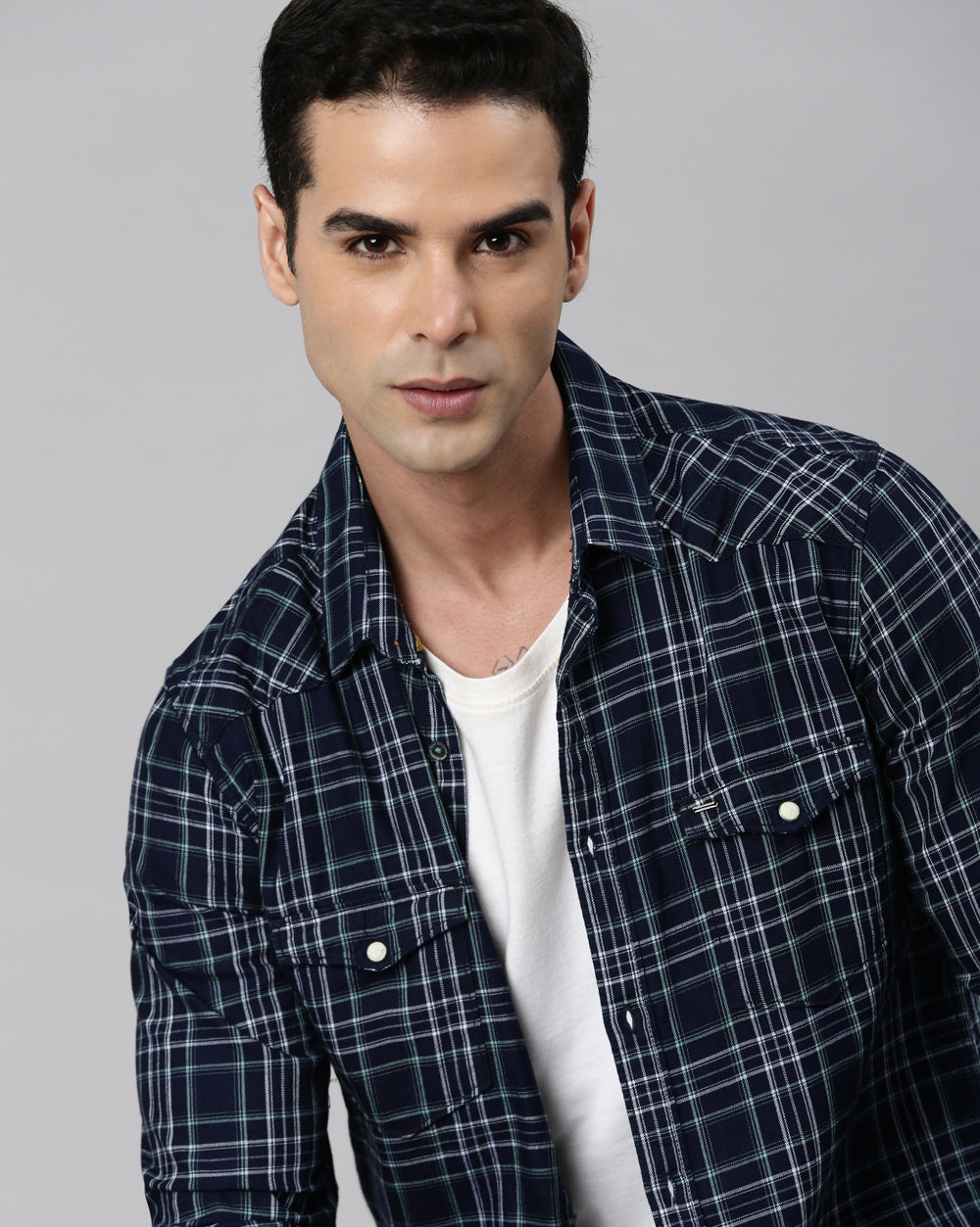 Swing Blue Checkered Shirt for Men 