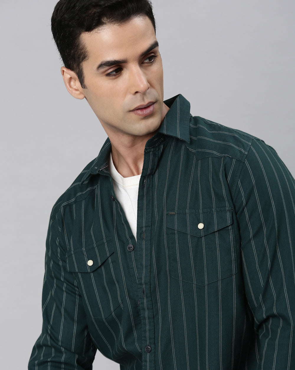 Green Stripe Shirt for Men 