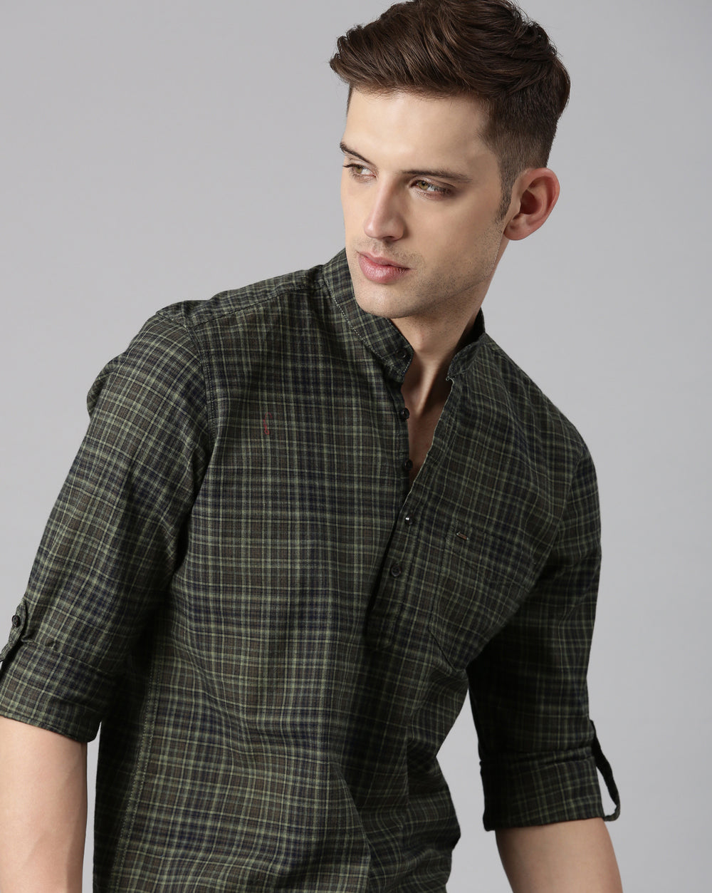 Checkered Kurta Olive