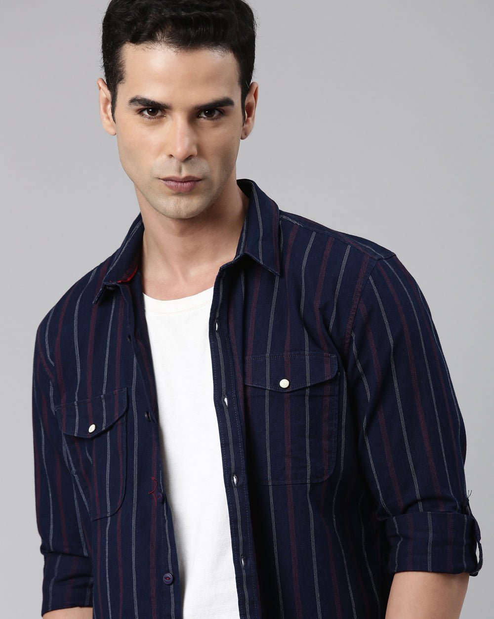 Indigo Striped Shirt For Men