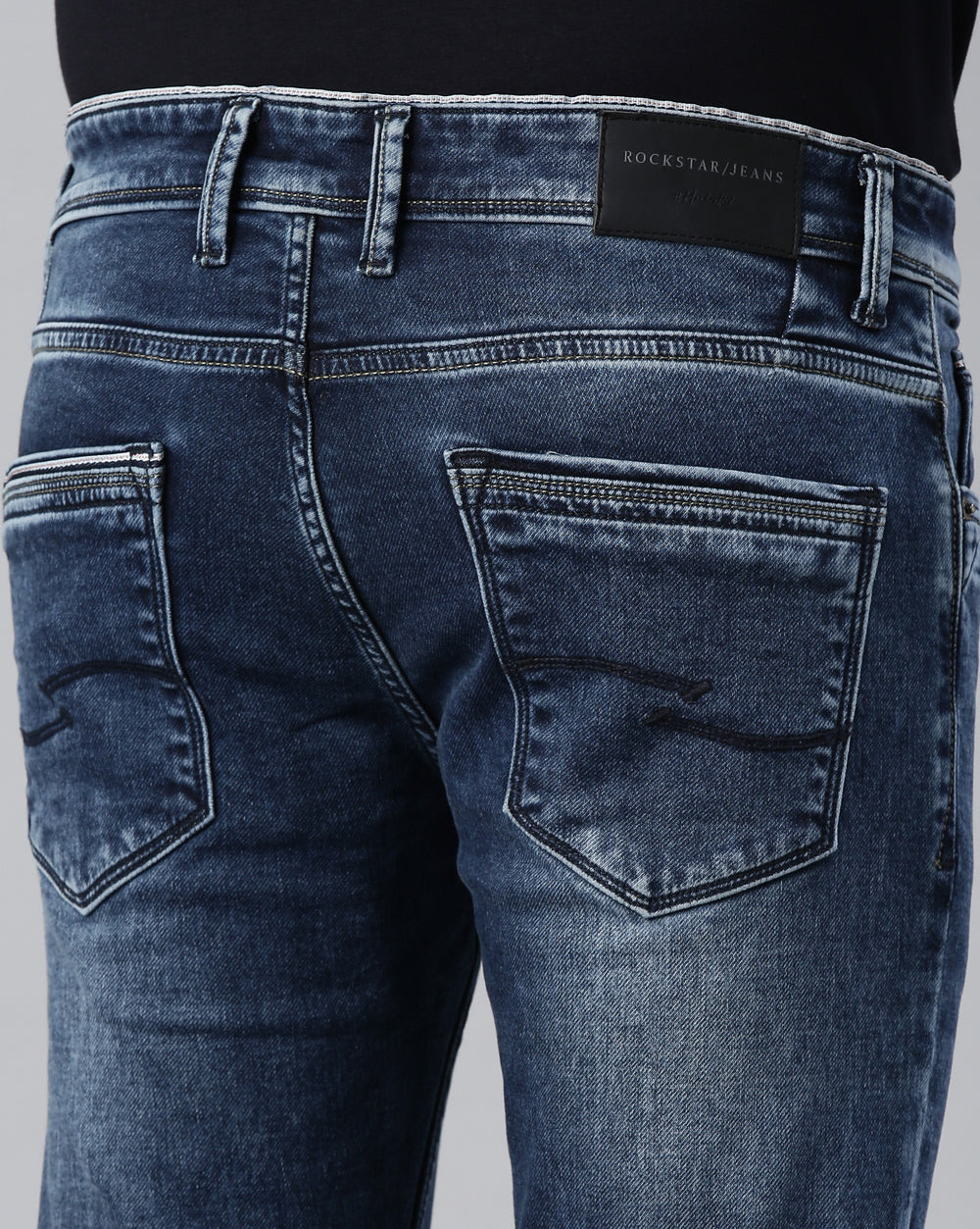 Distressed Blue Denim Ankle Fit Jeans For Men
