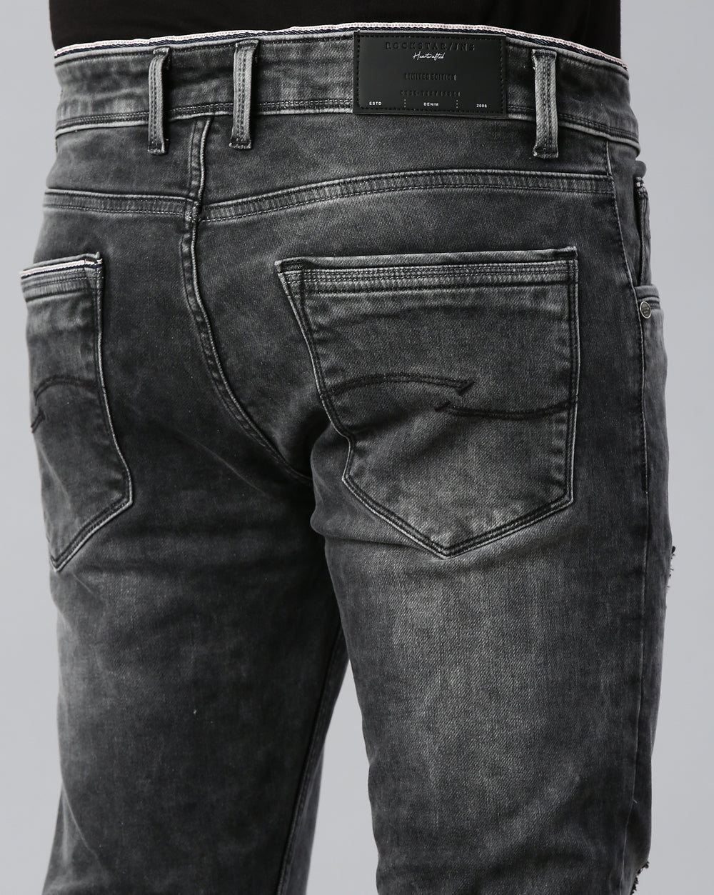DISTRESSED DARK GREY DENIM Jeans for Men 