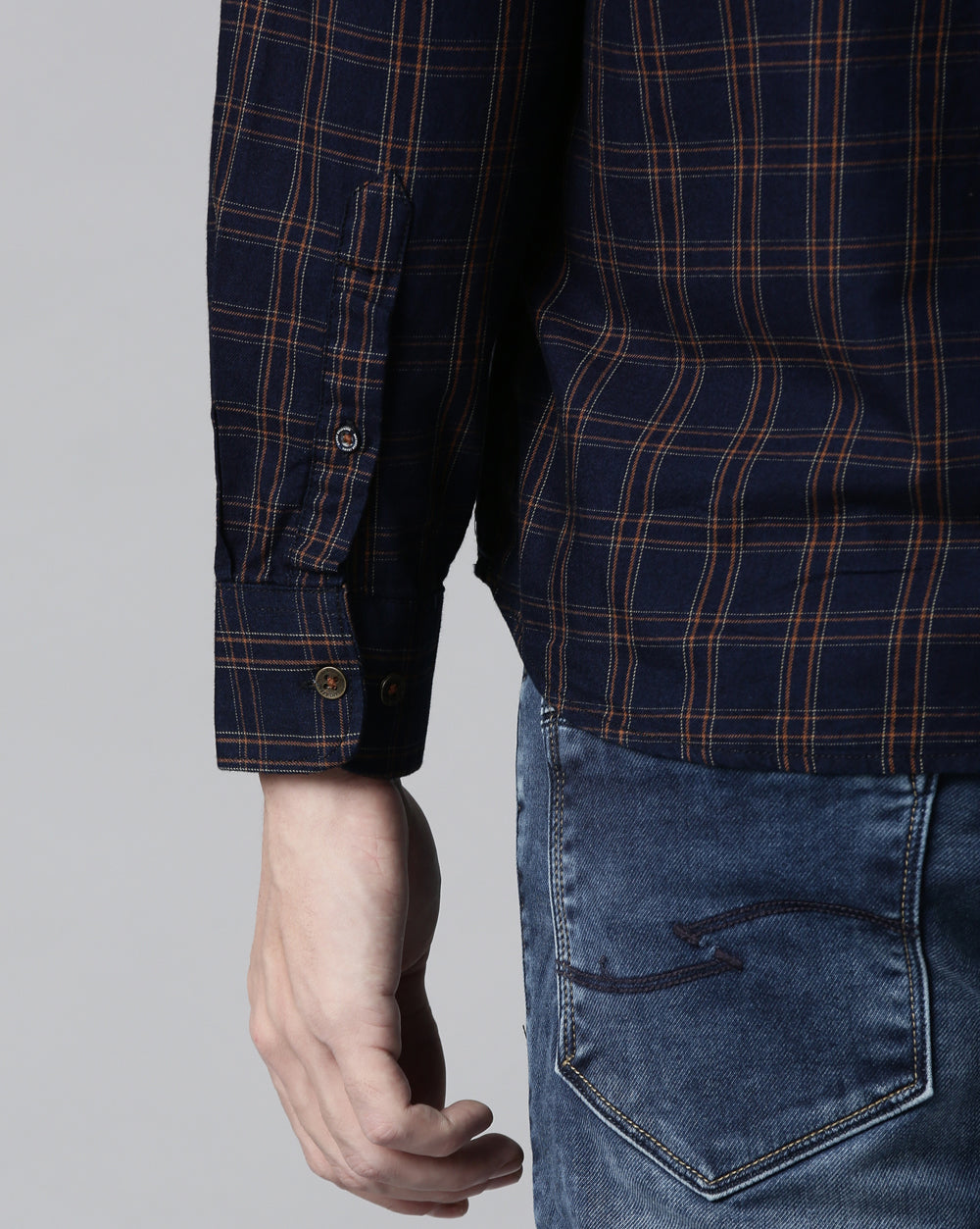 Swing Indigo Khaki Checkered Shirt for Men 