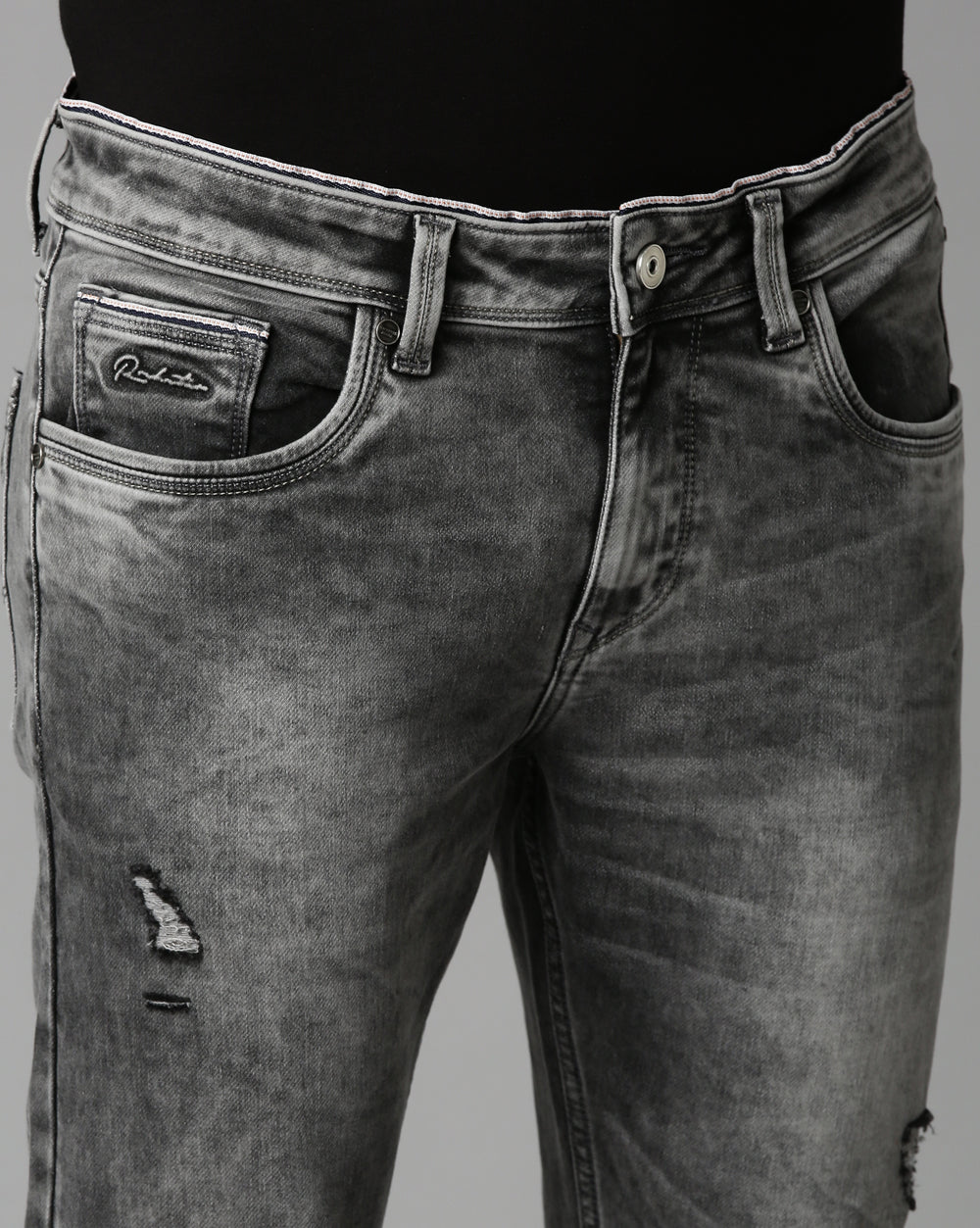 DISTRESSED GREY DENIM Jeans For Men 