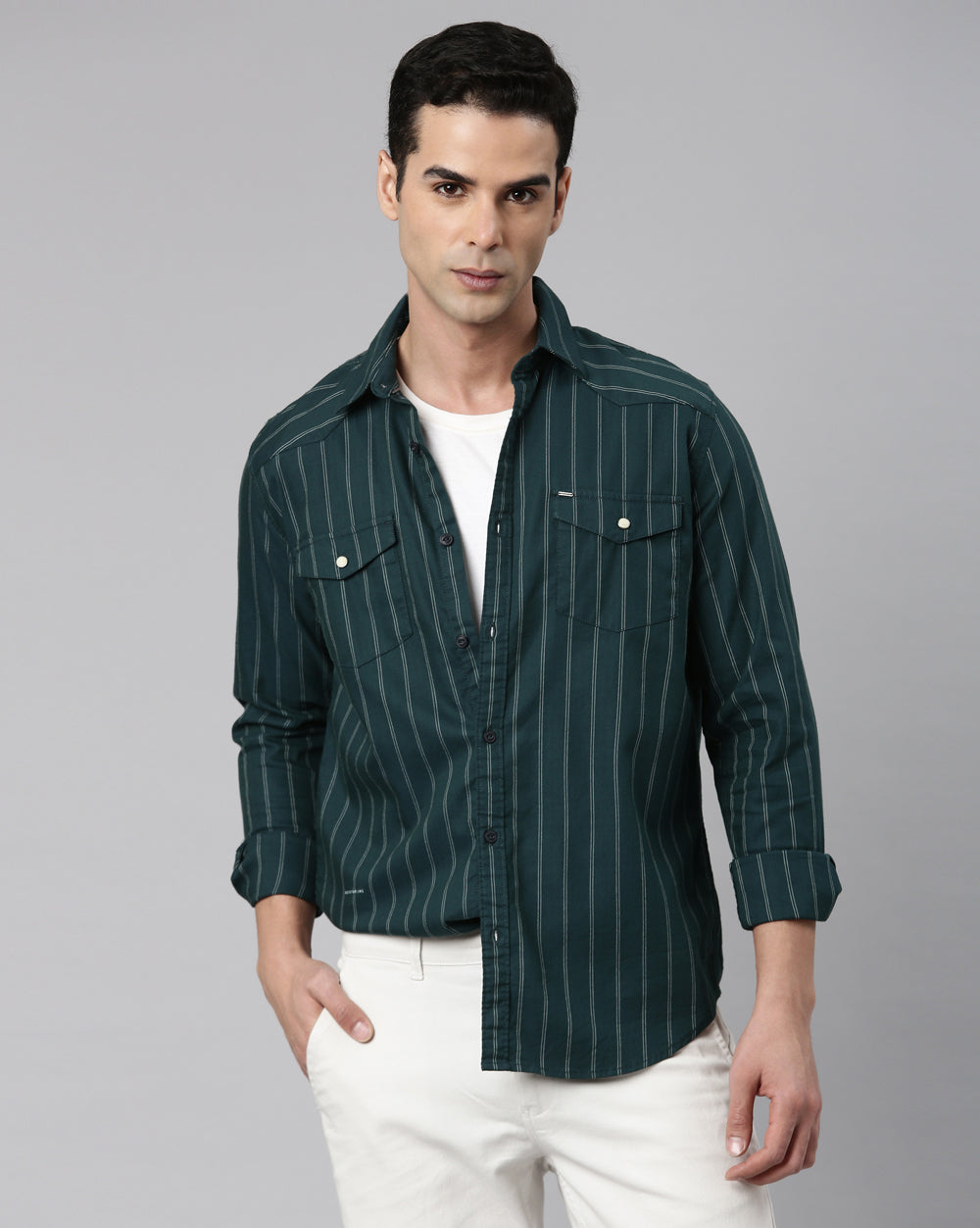 Green Stripe Shirt for Men 